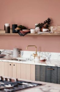 Couleur Terracotta sur les murs de la cuisine en bois