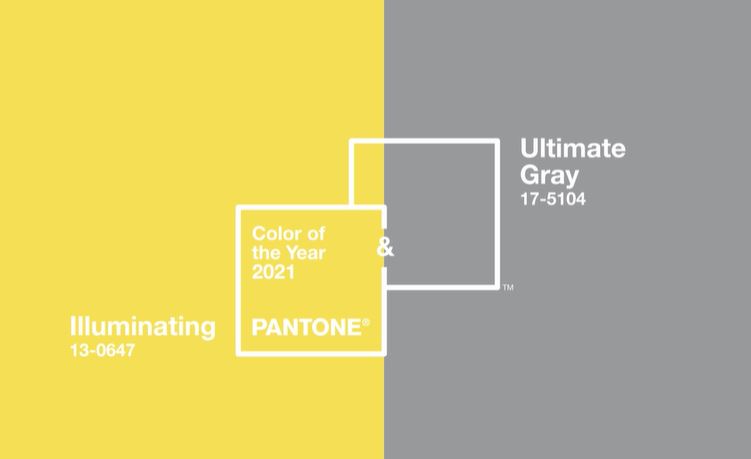 Duo de couleurs Pantone : Illuminating Jaune et Ultimate Gray gris