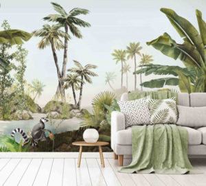 style panoramique papier peint paysage jungle