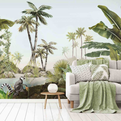 style panoramique papier peint paysage jungle