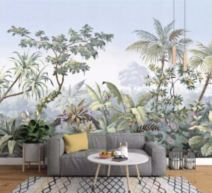 style panoramique papier peint paysage tropical